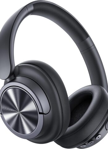Hybrid Active Noise Cancelling Headphones 120H Playtime Wireless Headphones Bluetooth 6.0 Over Ear Headphones with 6 ENC HD Call Mic, Hi-Res 360° Spatial Audio ANC Headphone for Travel Workout Black